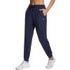 imagebaleaf Womens Fleece Lined Pants Joggers WaterResistant Zipper Pocket Thermal Sweatpants Winter Running Hiking Jogging01navy