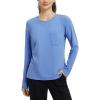 imagebaleaf Womens Long Sleeve Workout Shirts for Women Active Tops Soft Activewear Moisture Wicking Running Clothes TravelLight Blue