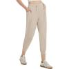 imagebaleaf Womens Petite Joggers Capri Sweatpants Drawstring Track Pants Travel Lounge Cropped Pants with PocketsKhaki