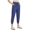 imagebaleaf Womens Petite Joggers Capri Sweatpants Drawstring Track Pants Travel Lounge Cropped Pants with PocketsNavy Blue