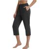 imagebaleaf Womens Yoga Capri Pants with Zipper Pockets Summer Drawstring Capris Joggers Lounge Crop 19quotBlack