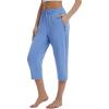 imagebaleaf Womens Yoga Capri Pants with Zipper Pockets Summer Drawstring Capris Joggers Lounge Crop 19quotBlue