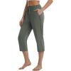 imagebaleaf Womens Yoga Capri Pants with Zipper Pockets Summer Drawstring Capris Joggers Lounge Crop 19quotGreen