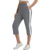 imagebaleaf Womens Yoga Capri Pants with Zipper Pockets Summer Drawstring Capris Joggers Lounge Crop 19quotGrey
