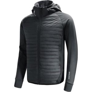 imagebaleaf Mens Running Jacket Lightweight Thumble Hole Warm Up Puffer Jacket Hybrid Thermal Coat Insulated Hiking GolfDark Grey