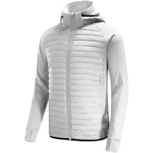 imagebaleaf Mens Running Jacket Lightweight Thumble Hole Warm Up Puffer Jacket Hybrid Thermal Coat Insulated Hiking GolfGlacier Gray