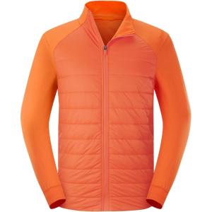 imagebaleaf Mens Running Jacket Lightweight Thumble Hole Warm Up Puffer Jacket Hybrid Thermal Coat Insulated Hiking GolfMetric Orange