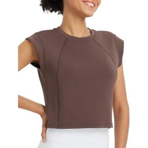 imagebaleaf Womens Crop Workout Tank Tops Modal Soft Sleeveless Yoga Top Athletic Running Lounge Loose ShirtsDark Brown