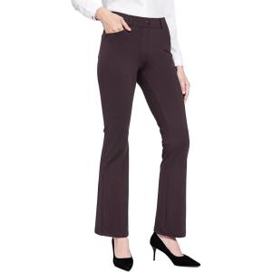imagebaleaf Womens Dress Pants 29quot31quot Yoga Work Pants Straight LegBootcut Pull On Slacks Business Casual Office PocketsChocolate Brown