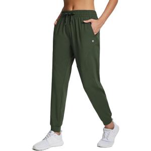 imagebaleaf Womens Fleece Lined Pants Joggers WaterResistant Zipper Pocket Thermal Sweatpants Winter Running Hiking Jogging01army Green