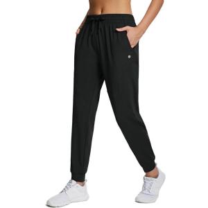 imagebaleaf Womens Fleece Lined Pants Joggers WaterResistant Zipper Pocket Thermal Sweatpants Winter Running Hiking Jogging01black