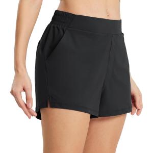 imagebaleaf Womens High Waist Running Shorts 25quot Athletic Workout Quick Dry Lightweight Sport Gym Shorts with Pockets SummerBlack