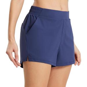 imagebaleaf Womens High Waist Running Shorts 25quot Athletic Workout Quick Dry Lightweight Sport Gym Shorts with Pockets SummerBlue