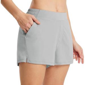 imagebaleaf Womens High Waist Running Shorts 25quot Athletic Workout Quick Dry Lightweight Sport Gym Shorts with Pockets SummerGrey