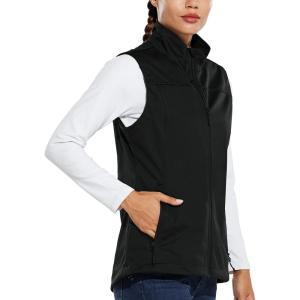 imagebaleaf Womens Lightweight Vest Softshell Sleeveless Jacket Windproof Stand Collar with Zipper Pockets Running Hiking GolfBlack