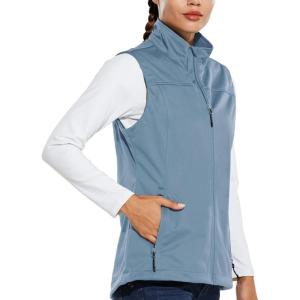 imagebaleaf Womens Lightweight Vest Softshell Sleeveless Jacket Windproof Stand Collar with Zipper Pockets Running Hiking GolfRiviera