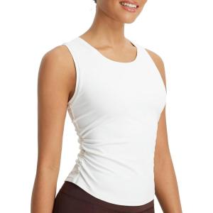 imagebaleaf Womens Workout Tank Tops Sleeveless Athletic Gym Shirts Fitted Crop Tops Yoga Tennis RunningStar White