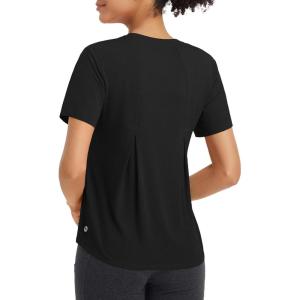 imagebaleaf Womens Workout Tops Short Sleeve Loose Fit Yoga Athletic Shirts Lightweight Moisture Wicking Running TopBlack