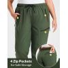 imagebaleaf Plus Size Pants for Women Hiking Cargo Water Resistant UPF 50 Cargo Joggers Zipper PocketsArmy Green
