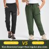 imagebaleaf Plus Size Pants for Women Hiking Cargo Water Resistant UPF 50 Cargo Joggers Zipper PocketsArmy Green