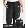 imagebaleaf Plus Size Pants for Women Hiking Cargo Water Resistant UPF 50 Cargo Joggers Zipper PocketsBlack