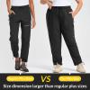 imagebaleaf Plus Size Pants for Women Hiking Cargo Water Resistant UPF 50 Cargo Joggers Zipper PocketsBlack