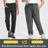 imagebaleaf Plus Size Pants for Women Hiking Cargo Water Resistant UPF 50 Cargo Joggers Zipper PocketsDark Gray