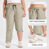 imagebaleaf Plus Size Pants for Women Hiking Cargo Water Resistant UPF 50 Cargo Joggers Zipper PocketsKhaki