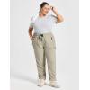 imagebaleaf Plus Size Pants for Women Hiking Cargo Water Resistant UPF 50 Cargo Joggers Zipper PocketsKhaki