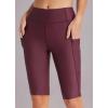 imagebaleaf Womens 12 Swim Shorts UPF 50 High Waisted Long Board Shorts with 2 PocketsWine Red