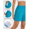 imagebaleaf Womens 5quot Swim Shorts High Waisted Quick Dry Swimming Bottom Boxer Liner Board Beach Shorts with Zipper PocketsAqua Blue