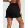 imagebaleaf Womens 5quot Swim Shorts High Waisted Quick Dry Swimming Bottom Boxer Liner Board Beach Shorts with Zipper PocketsBlack