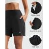 imagebaleaf Womens 5quot Swim Shorts High Waisted Quick Dry Swimming Bottom Boxer Liner Board Beach Shorts with Zipper PocketsBlack