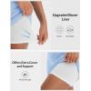 imagebaleaf Womens 5quot Swim Shorts High Waisted Quick Dry Swimming Bottom Boxer Liner Board Beach Shorts with Zipper PocketsLight Blue