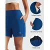 imagebaleaf Womens 5quot Swim Shorts High Waisted Quick Dry Swimming Bottom Boxer Liner Board Beach Shorts with Zipper PocketsNavy Blue