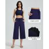 imagebaleaf Womens Capri Beach Pants Wide Leg Quick Dry Lightweight Capris UPF50 Casual Sweatpants Swim PantsNavy Blue