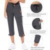 imagebaleaf Womens Hiking Cargo Capris Outdoor Lightweight Water Resistant Pants UPF 50 Zipper Pockets02deep Graycapri