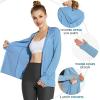 imagebaleaf Womens UPF 50 Sun Protection Jacket Hooded Cooling Shirt with Pockets Hiking Outdoor PerformanceIfinity Blue