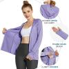 imagebaleaf Womens UPF 50 Sun Protection Jacket Hooded Cooling Shirt with Pockets Hiking Outdoor PerformanceLight Purple