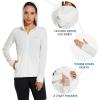 imagebaleaf Womens UPF 50 Sun Protection Jacket Hooded Cooling Shirt with Pockets Hiking Outdoor PerformanceLucent White