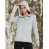 imagebaleaf Womens UPF 50 Sun Protection Jacket Hooded Cooling Shirt with Pockets Hiking Outdoor PerformanceSilvergrey