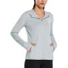imagebaleaf Womens UPF 50 Sun Protection Jacket Hooded Cooling Shirt with Pockets Hiking Outdoor PerformanceSilvergrey