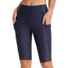imagebaleaf Womens 12 Swim Shorts UPF 50 High Waisted Long Board Shorts with 2 PocketsNavy Upgrade Elastic Drawcord