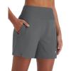 imagebaleaf Womens 5quot Swim Shorts High Waisted Quick Dry Swimming Bottom Boxer Liner Board Beach Shorts with Zipper PocketsDark Gray