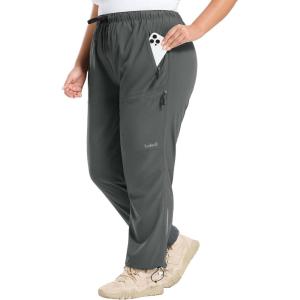 imagebaleaf Plus Size Pants for Women Hiking Cargo Water Resistant UPF 50 Cargo Joggers Zipper PocketsDark Gray
