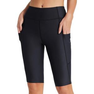 imagebaleaf Womens 12 Swim Shorts UPF 50 High Waisted Long Board Shorts with 2 PocketsBlack