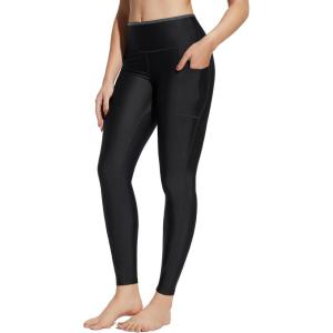 imagebaleaf Womens 28quot High Waisted Swim Pants Swimming Leggings Sun Protection Modest Swimsuits UPF50 with PocketsBlack