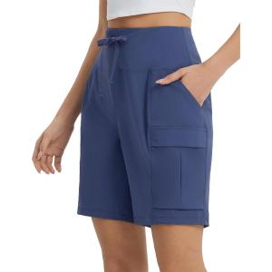 imagebaleaf Womens 7quot Hiking Shorts High Waist Water Resistant Quick Dry Lightweight Zip Pockets Workout Athletic Shorts TravelClassic Navy