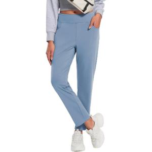 imagebaleaf Womens Fleece Lined Pants Stretch Water Resistant Winter Thermal Travel Pants Cold Weather Gear Pockets Work GolfBlue