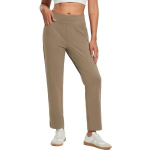 imagebaleaf Womens Fleece Lined Pants Stretch Water Resistant Winter Thermal Travel Pants Cold Weather Gear Pockets Work GolfBrown